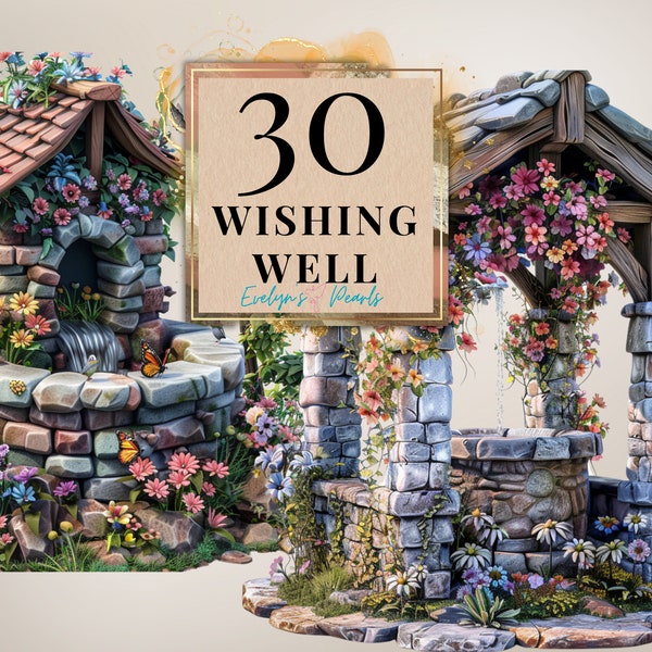 Wishing Well Clipart Floral Wishing Well PNG Magical Well Clipart Magical Forest Clipart Fairy Tale PNG | Commercial Use Clipart Transparent