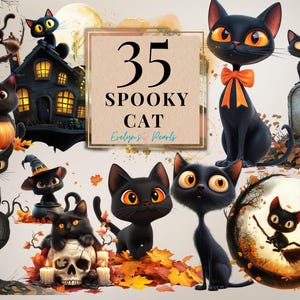 Clipart chat effrayant chat PNG mignon chat sorcière Clipart chat effrayant PNG automne décoration festive Clipart animal PNG I usage commercial Clipart transparent