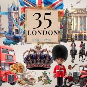 Clipart Londres British Landmark PNG Vacances voyage Londres Clipart aventure PNG Clipart cuisine anglaise drapeau britannique | Clipart à usage commercial