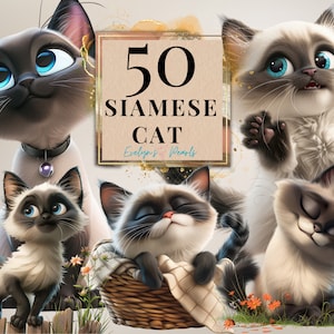 Gato siamés Clipart Raza de gato Clipart Amantes de los gatos PNG Dibujos animados Gato Clipart Lindo Animal PNG Jugando Gato / Uso comercial Clipart Transparente