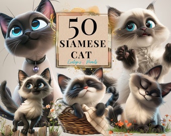 Siamese Cat Clipart Cat Breed Clipart Cat Lovers PNG Cartoon Cat Clipart Cute Animal PNG Playing Cat | Commercial Use Clipart Transparent