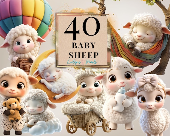 Sheep Clipart Baby Sheep PNG Baby Shower Clipart Gender Reveal Nursery Wall Art PNG Farm Clipart Animal | Commercial Use Clipart Transparent