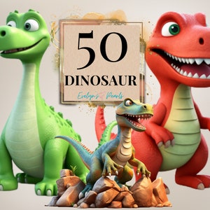 Clipart di dinosauro Clipart di dinosauro carino Clipart di Brontosauro T-Rex PNG Clipart animale Nursery Wall Art / Clipart per uso commerciale trasparente