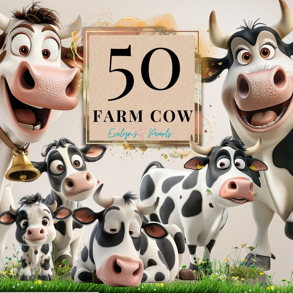 Cow Clipart Holstein Friesian Cow PNG Cute Baby Cow Clipart Cute Animal Clipart Nursery Art PNG Farmer | Commercial Use Clipart Transparent