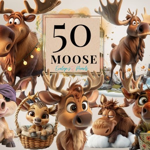 Elch Clipart Süße Elch PNG Safari Tiere Clipart Baby Tiere Clipart Kinderzimmer Kunst Zoo Tier PNG | Kommerzielle Nutzung Clipart Transparent