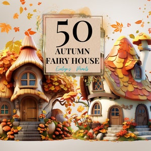 Clipart de casa de hadas de otoño Clipart de casa de hadas de otoño Bosque de otoño PNG Clipart de cuento de hadas Hongo mágico / Uso comercial Clipart Transparente