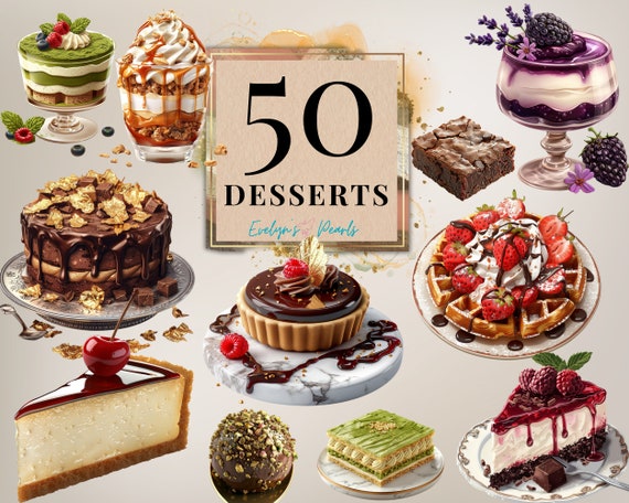 Dessert Clipart Mix Desserts PNG Fruit Dessert PNG Cute Food Clipart Sweet PNG Cake Clipart Cupcake  | Commercial Use Clipart Transparent