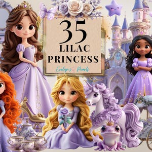 Princesa Clipart Princesa Lila PNG Cuento de Hadas Clipart Fiesta Infantil Clipart Reino Mágico PNG Fantasía Clipart / Uso Comercial Clipart