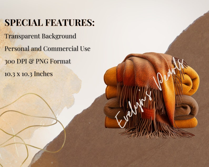 May include: A stack of three brown and orange blankets with fringed edges. The blankets are folded and arranged in a pile. The image has a white background.
