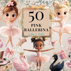 Bailarina Clipart Bailarina Rosa PNG Serrado Clipart Balé PNG Cartão de Aniversário Clipart Berçário Arte de Parede PNG Conto de Fadas | Clipart de Uso Comercial