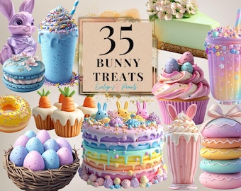 Dessert Clipart Bunny Sweet Treats PNG Pastel Clipart Spring PNG Bunny Clipart Cute Food Clipart Shakes | Commercial Use Clipart Transparent