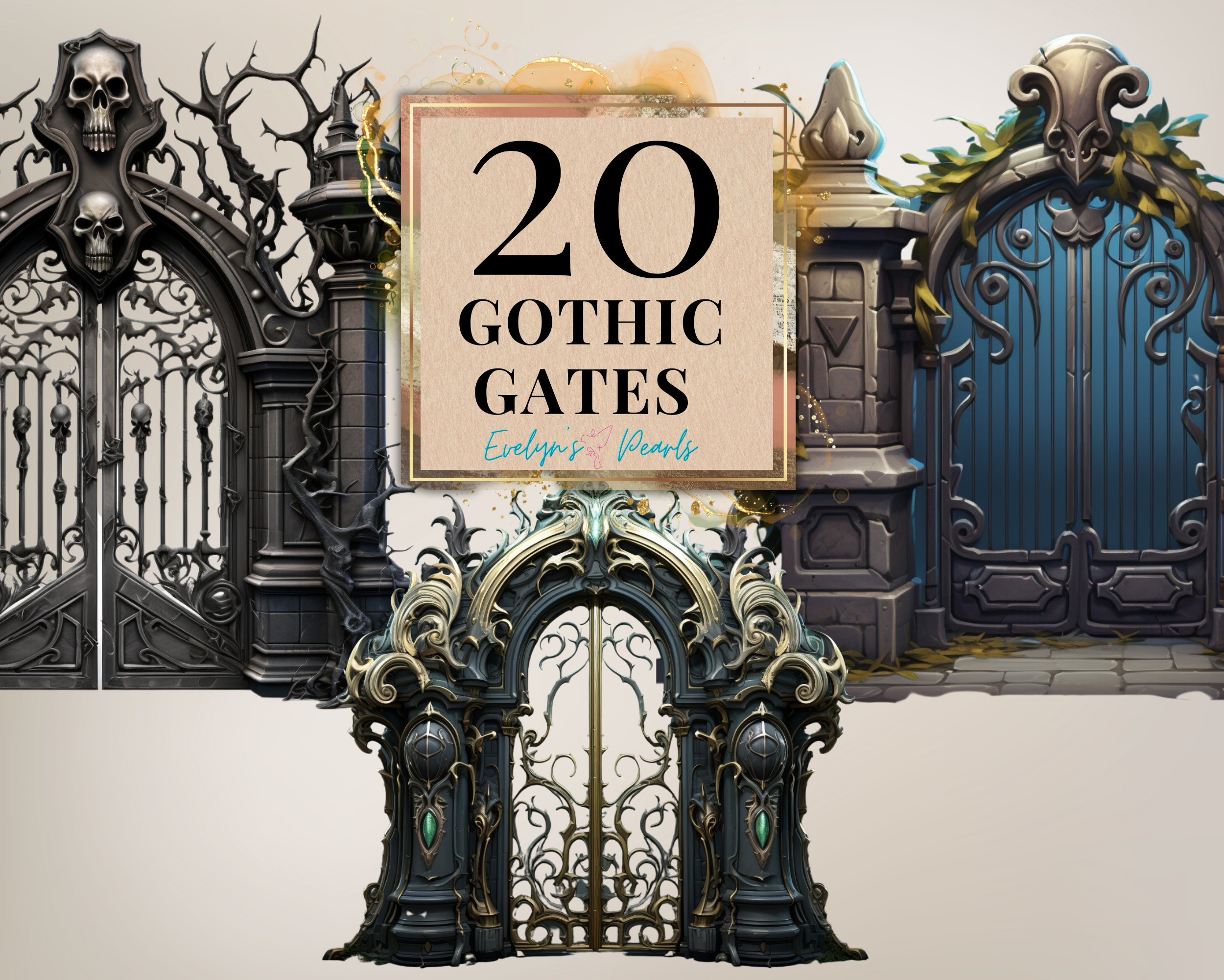 Gothic Gates Clipart Scary Gates PNG Horror Clipart Spooky Clipart Scary Clipart Gothic PNG Spooky Decor |Commercial Use Clipart Transparent