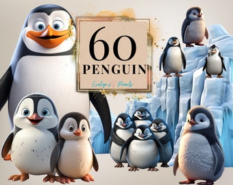 Penguin Clipart Cute Penguin PNG Winter Clipart Cute Animal PNG Children Clipart Arctic Animal PNG | Commercial Use Clipart Transparent