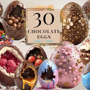 Huevos Clipart Huevo de chocolate PNG Postre Clipart Comida linda Clipart Dulce PNG Clipart Primavera Gráficos para niños / Uso comercial Clipart Transparente