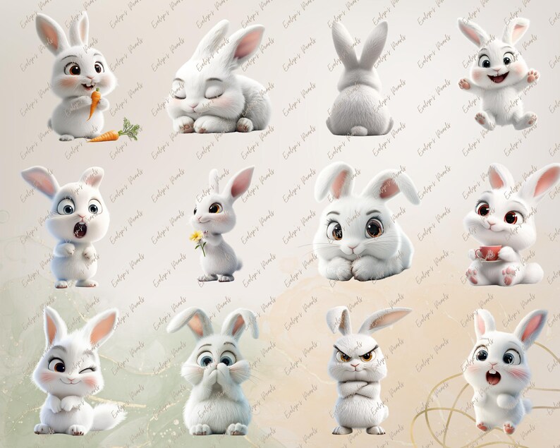 Funny White Rabbit Quirky White Bunny Clipart Funny White Rabbit PNG Spring Bunny Clipart ...