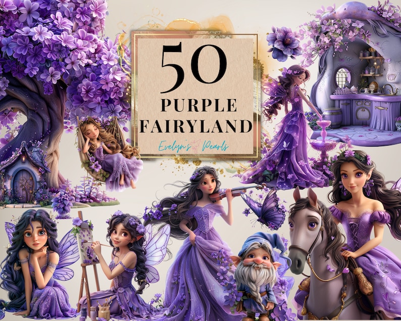 Fairy Clipart Purple Fairy Land Clipart Magical Fairy Garden Clipart ...