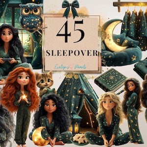 Mädchen Sleepover Clipart Pyjama Tag PNG Mädchen Clipart Kinder Clipart Pyjama Party PNG Gemütlicher Tag frei Clipart I Kommerzielle Nutzung Clipart Transparent