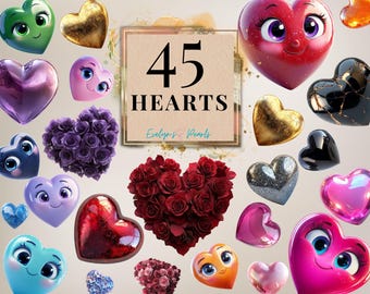 Herz Clipart Valentinstag PNG Floral Liebe Herzen Clipart Karte Liebe Aufkleber PNG Sweet Valentine | Kommerzielle Nutzung Clipart