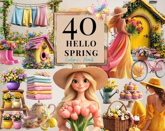 Hallo Frühling Clipart Garten PNG Cottage Clipart Blumen Frühling PNG Land Clipart Tulpen Blume PNG | Kommerzielle Nutzung Clipart Transparent