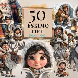 Eskimo Life Clipart Arctic Decor Clipart Tribal PNG Wild West PNG Winter Clipart Winter Decor PNG Husky | Commercial Use Clipart Transparent