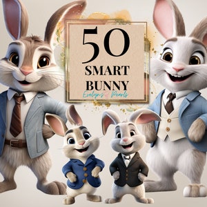 Kaninchen Clipart, Smart Bunny PNG, Angezogen Clipart, Clipart Cartoon Häschen PNG, Tier Clipart, Frühling PNG | Kommerzielle Nutzung Clipart Transparent