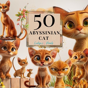 Clipart chat Abyssin PNG Clipart amoureux des chats mignon animal PNG jouer Clipart livre pour enfants PNG | Clipart à usage commercial transparent