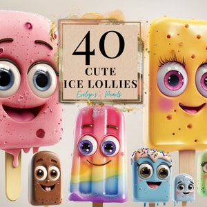 Ice Lollies Clipart Cute Ice Lollies PNG Cute Food Clipart Cute Cartoon PNG Kids Clipart Sticker PNG  |Commercial Use Clipart Transparent