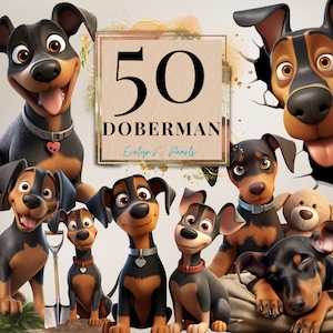 Hund Clipart Dobermann PNG Hund Haustier Clipart Hunderassen Clipart Welpen PNG Cartoon Clipart Tierliebhaber |Kommerzielle Nutzung Clipart Transparent