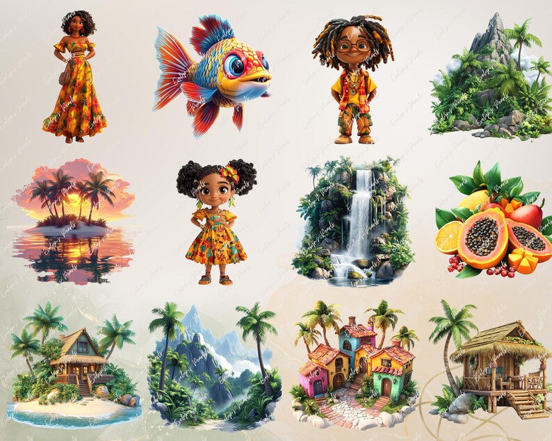 Jamaica Clipart Reggae Rasta Jamaica PNG Famous Landmarks Clipart Holiday Summer Travel PNG Jamaican Food Clipart | Commercial Use Clipart image 5