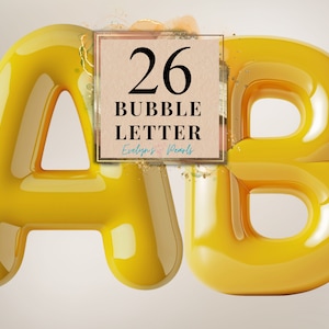 Lettere Clipart 3D Lettere a bolle gialle PNG 26 Clipart alfabeto inglese Lettere di compleanno Clipart / Clipart per uso commerciale Trasparente