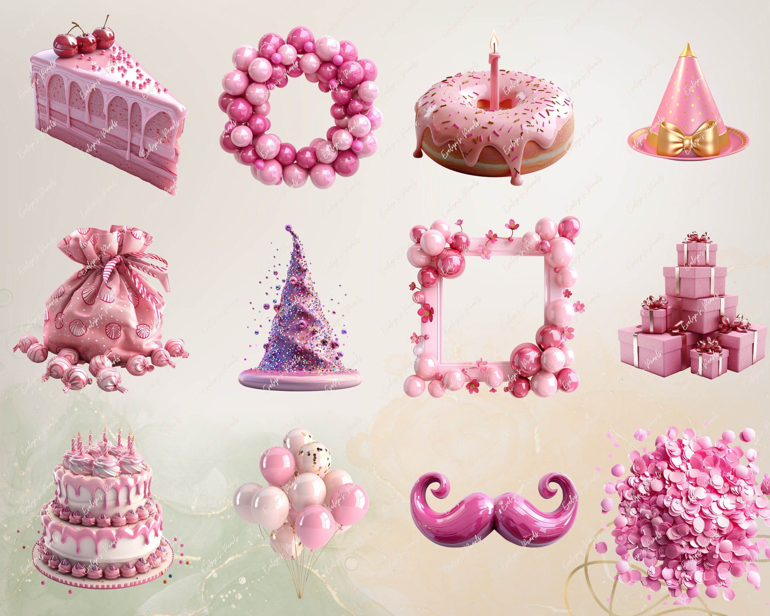 Pink Party Clipart Birthday Clipart Pink Balloon Clipart Children Party ...