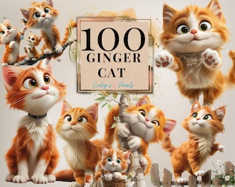 Cat Breed Clipart Ginger Cat Clipart Cat Lovers PNG Cartoon Cat Clipart Cute Animal PNG Playing Cat | Commercial Use Clipart Transparent