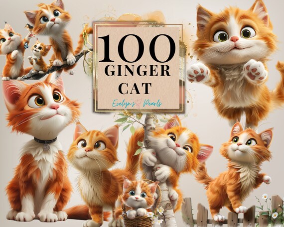 Cat Breed Clipart Ginger Cat Clipart Cat Lovers PNG Cartoon Cat Clipart Cute Animal PNG Playing Cat | Commercial Use Clipart Transparent