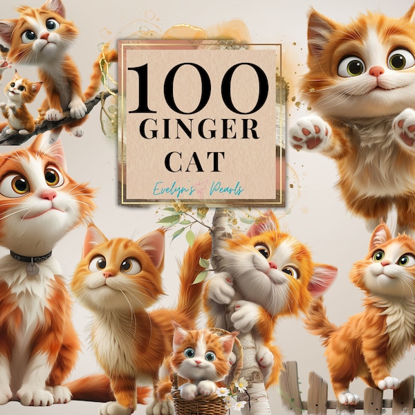 Cat Breed Clipart Ginger Cat Clipart Cat Lovers PNG Cartoon Cat Clipart Cute Animal PNG Playing Cat | Commercial Use Clipart Transparent