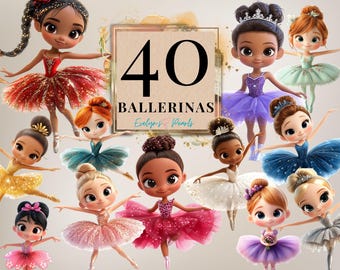 Ballerinas Clipart Cute Ballerinas PNG Ballet Clipart Birthday Card Clipart Nursery Wall Art PNG Fairy Tale Clipart | Commercial Use Clipart
