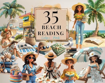 Beach Reading Clipart Beach Day PNG Ocean Lover Clipart Neutral Summer Beach Clipart Travel PNG Seaside Clipart | Commercial Use Clipart