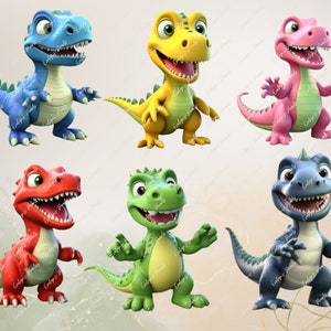 Dinosaur Clipart Cute Dinosaur Clipart Brontosaurus Clipart T-Rex PNG Animal Clipart Nursery Wall Art | Commercial Use Clipart Transparent image 4