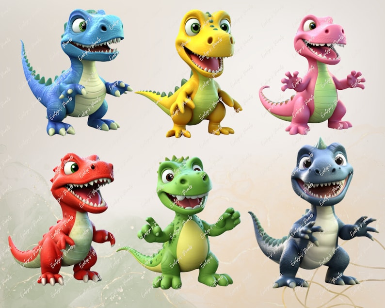 Dinosaur Clipart Cute Dinosaur Clipart Brontosaurus Clipart T-Rex PNG Animal Clipart Nursery Wall Art | Commercial Use Clipart Transparent image 4