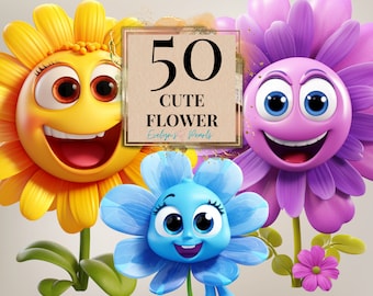 Flower Clipart Cute Flower Clipart Spring PNG Floral Clipart Cartoon PNG Seasonal Clipart Daisy Flower | Commercial Use Clipart Transparent