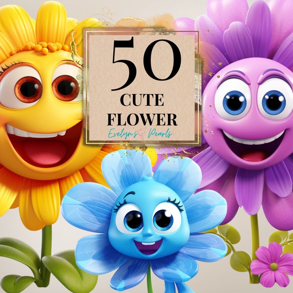 Flower Clipart Cute Flower Clipart Spring PNG Floral Clipart Cartoon PNG Seasonal Clipart Daisy Flower | Commercial Use Clipart Transparent