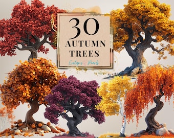 Tree Clipart Autumn Trees PNG Fall Clipart Seasonal Decor PNG Fall Leaves Clipart Plants PNG Maple Tree | Commercial Use Clipart Transparent