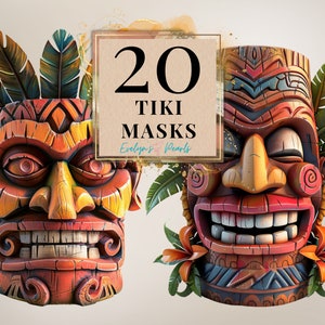 Tiki maskers clipart Hawaii PNG Tribal clipart Tiki cultuur PNG Indiase inheemse clipart Maori erfgoed png | Clipart transparant voor commercieel gebruik