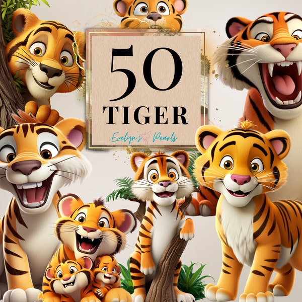 Tiger Clipart Cute Tiger PNG Animal Clipart Safari Animal PNG Cartoon Clipart Jungle PNG Nursery Art | Commercial Use Clipart Transparent