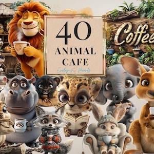 Café Clipart Animal Café PNG Animal Café Clipart Amante De Café PNG Animal Diário Adesivos Clipart | Uso Comercial Clipart Transparente