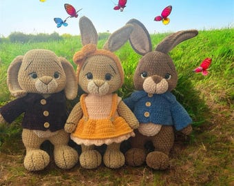 Handmade Crochet Rabbit Plushie: Hypoallergenic Stuffed Animal (45cm)