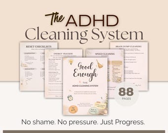 Planificador de limpieza imprimible para TDAH, sistema de limpieza para TDAH, lista de verificación de limpieza para ejecutivos con disfunción eréctil, guía de reinicio del hogar para TDAH