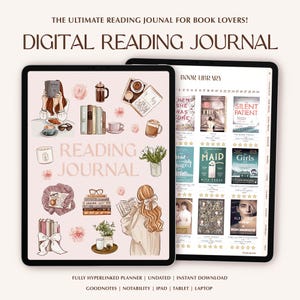 Diario di lettura digitale, recensione di libri e tracker di biblioteca per GoodNotes, registro di lettura digitale, scaffale digitale, pianificatore di lettura per iPad