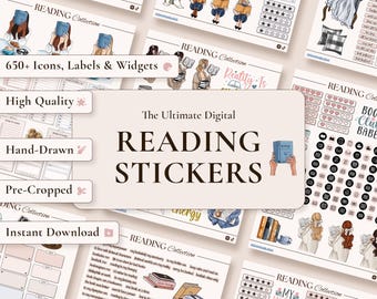 Digital Reading Stickers: Aesthetic Journal Stickers for Book Lovers & Planners on GoodNotes and iPad