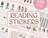 Digital Reading Stickers | Book Journal Stickers | Aesthetic Digital Stickers for Book Lovers & Reading Planners | GoodNotes Stickers