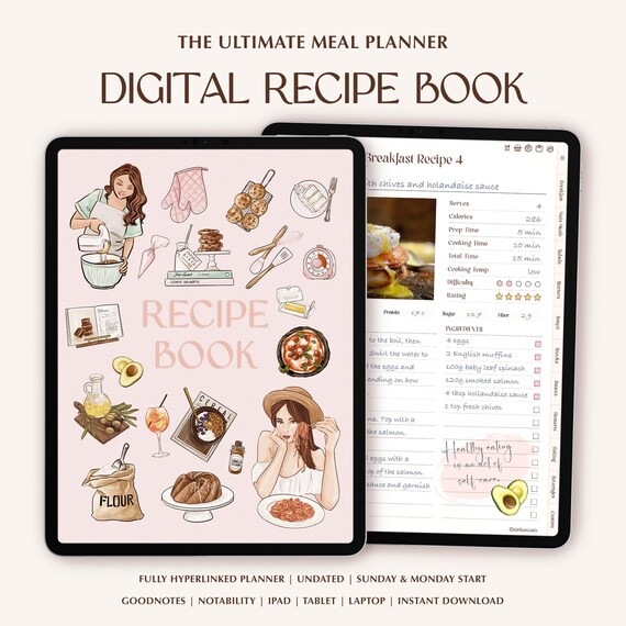 Digital Recipe Book: Meal Planner & Calorie Tracker (GoodNotes, iPad, Android and More)